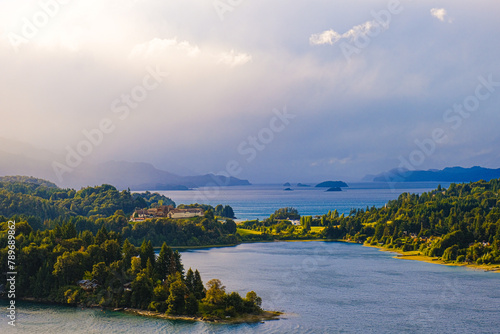 most famous viewpoint of bariloche on the small circuit with the famous llao llao hotel, route 40 patagonia argentina photo