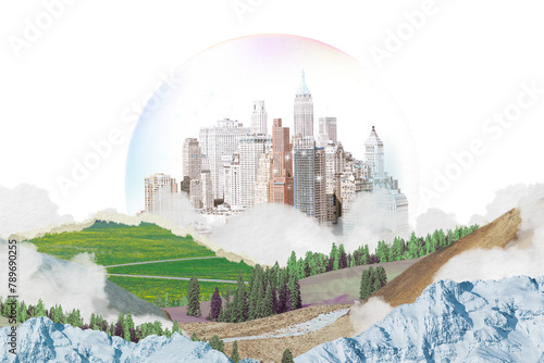 Photography Png utopia collage sticker, futurism design, transparent background