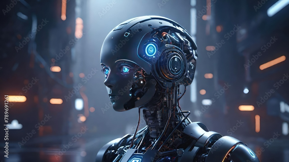Future of artificial intelligence, futuristic technology concept ai humanoid illustration, high tech design. Future of artificial intelligence, futuristic technology concept ai humanoid illustration, high tech design.