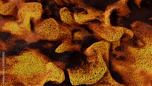 Abstract 3D render of flowing fire particles photo