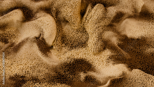 Abstract 3D render of flowing sand particles photo