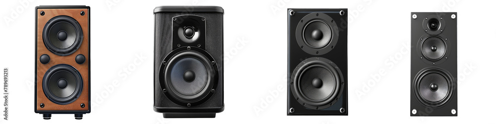 set of single audio loudspeaker isolated on white or transparent background cutout png clipping path
set of single audio loudspeaker isolated on white or transparent background cutout png clipping path