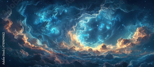 Blue Sky Filled With Clouds and Stars