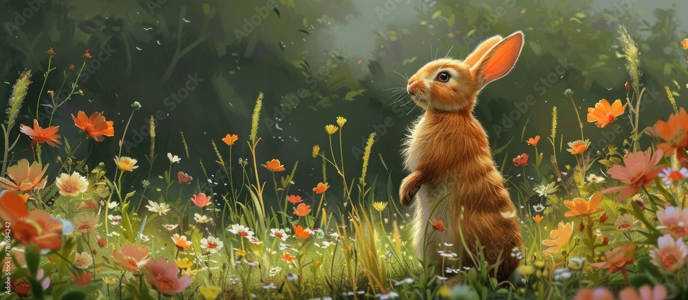 Rabbit in Flower Field Rabbit in Flower Field
