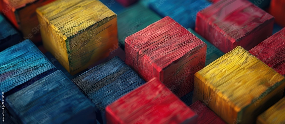 Group of Wooden Blocks Arranged Neatly Group of Wooden Blocks Arranged Neatly