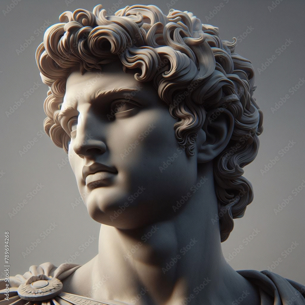 Portrait of a plaster statue of Apollo isolated on black. Gypsum statue of Apollo's bust. Greek god statue. Male statue of a Roman deity, muscular Apollo in Olympus. Portrait of a plaster statue of Apollo isolated on black. Gypsum statue of Apollo's bust. Greek god statue. Male statue of a Roman deity, muscular Apollo in Olympus.