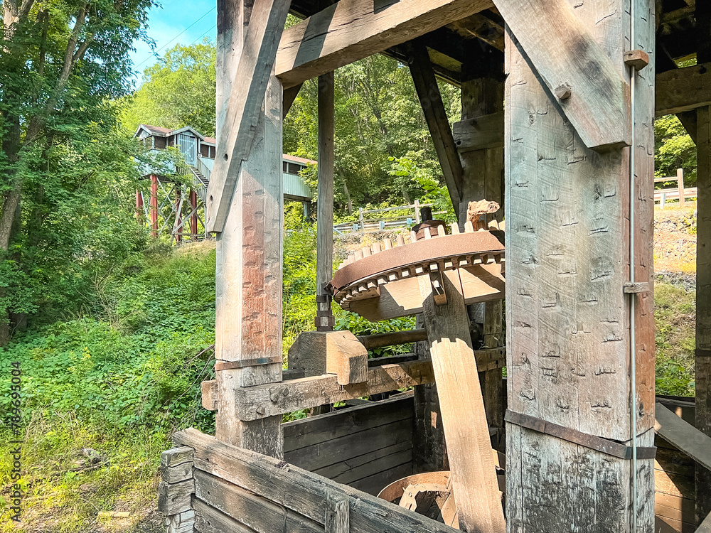 Restored version of an old saw and grist mill on the river. Located on the Sangamon River in Petersburg, Illinois. This is the Rutledge Camron Saw and Grist Mill, located near Lincoln's New Salem.