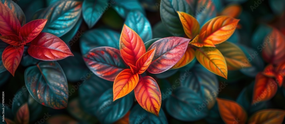 Red and Green Leaves Stack background Red and Green Leaves Stack background