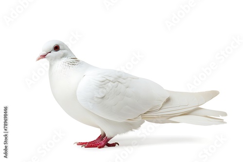 : A white dove, isolated on a white background.
