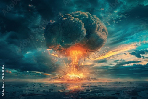Nuclear Bomb Explosion  Nuclear Mushroom  Atomic Cloud  Nuclear Explosion  Apocalypse Catastrophe