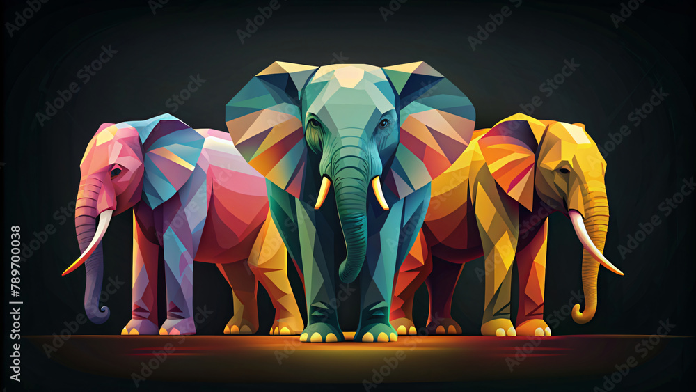 Nighttime Rainbow Elephant Silhouette Illustration
