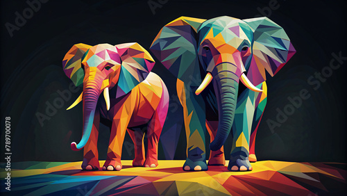 Nighttime Rainbow Elephant Silhouette Illustration