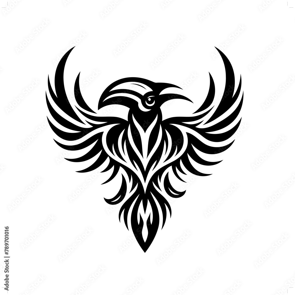 Hornbill in modern tribal tattoo, abstract line art of animals, minimalist contour. Vector Hornbill in modern tribal tattoo, abstract line art of animals, minimalist contour. Vector