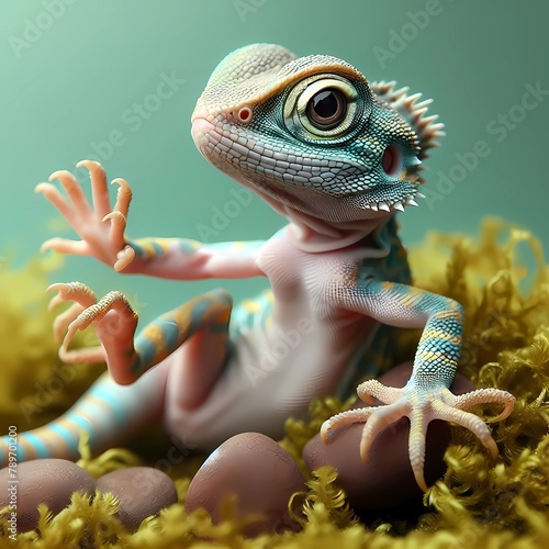 baby lizard,cute,cute,animal,reptile,play,generative ai photo