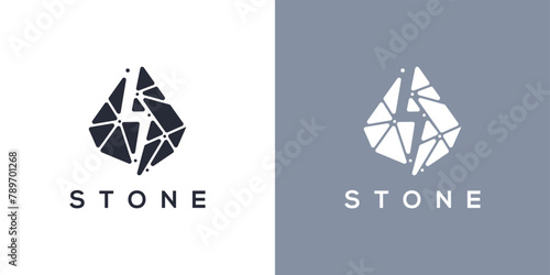 stone logo vector icon illustration.square design logo using two colors.	