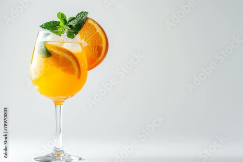 Fresh orange juice garnished with slices of citrus fruit and mint leaves © Александр Раптовый