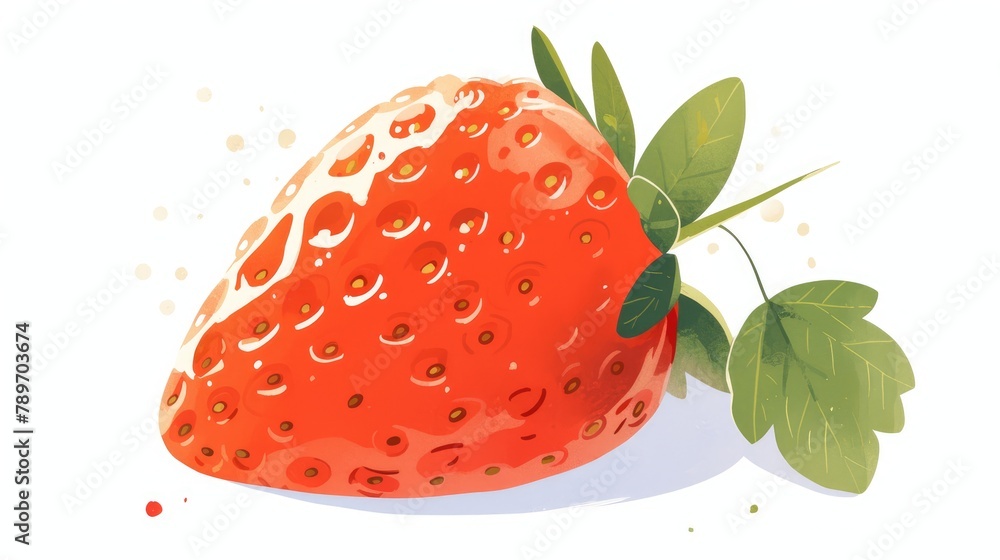 A vibrant strawberry icon in 2d clipart form standing out against a white background Ideal for printing fabric design and website embellishments A vibrant strawberry icon in 2d clipart form standing out against a white background Ideal for printing fabric design and website embellishments