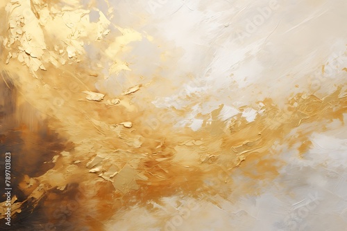 : Abstract oil composition with gold flakes for a modern aesthetic - suitable for high-end greeting cards © crescent
