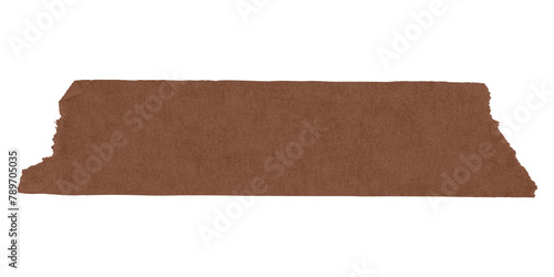 Brown washi tape png sticker, ripped paper with texture on transparent background