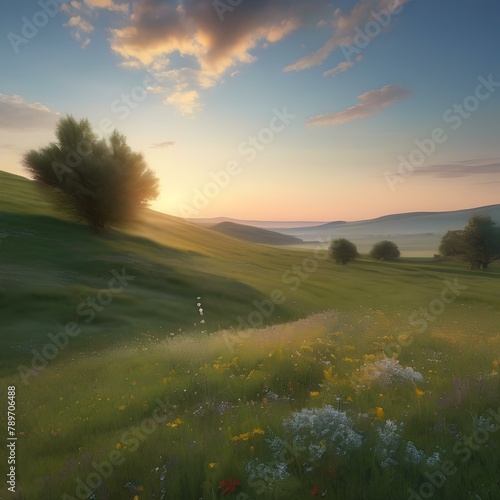 A vast  open grassland with wildflowers in bloom3