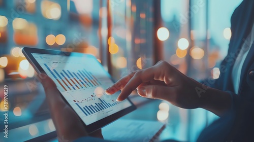 Engaging Hyper realistic photo of a businessperson presenting project updates to their manager in a private meeting room, using a digital tablet to demonstrate progress and strategize next steps