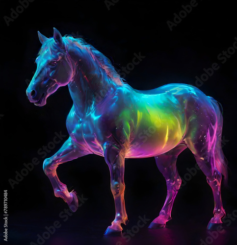 Glass horse with black background