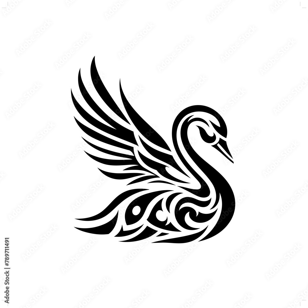 duck; goose; swan in modern tribal tattoo, abstract line art of animals, minimalist contour. Vector duck; goose; swan in modern tribal tattoo, abstract line art of animals, minimalist contour. Vector