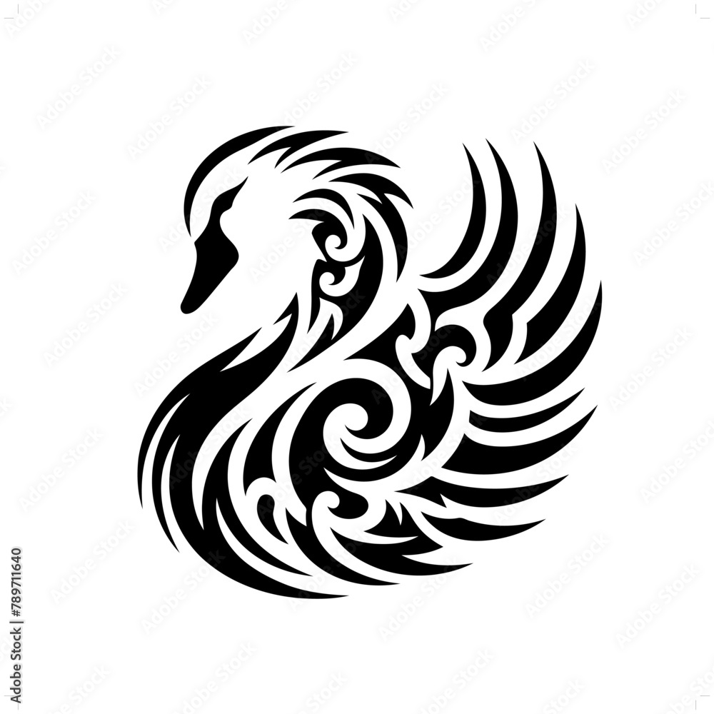 duck; goose; swan in modern tribal tattoo, abstract line art of animals, minimalist contour. Vector duck; goose; swan in modern tribal tattoo, abstract line art of animals, minimalist contour. Vector