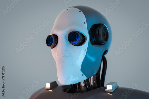 AI humanoid robot concept face. 3d rendering © AddMeshCube