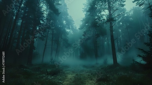 Mystic Fog Enshrouded Forest Path. Concept Nature Photography, Misty Landscapes, Enigmatic Atmosphere © Ян Заболотний