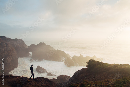 Woman Exploring the Oregon Coast photo
