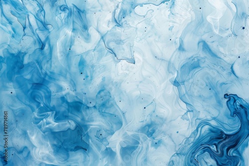 Closeup of a liquid blue and white marble texture