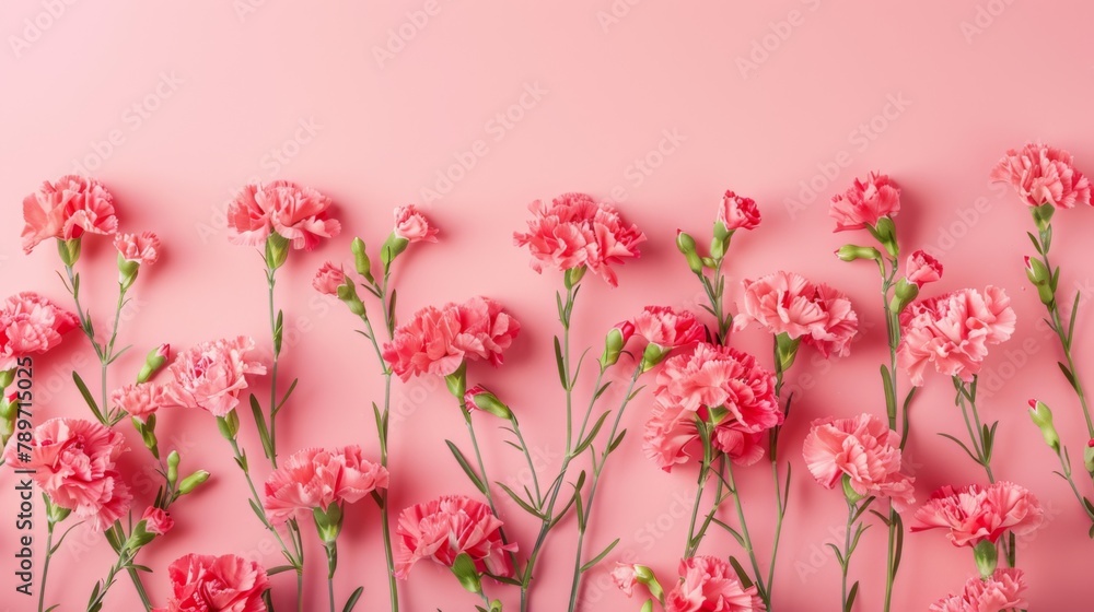 Pink Carnation Floral Delight  for Celebrations on pink background