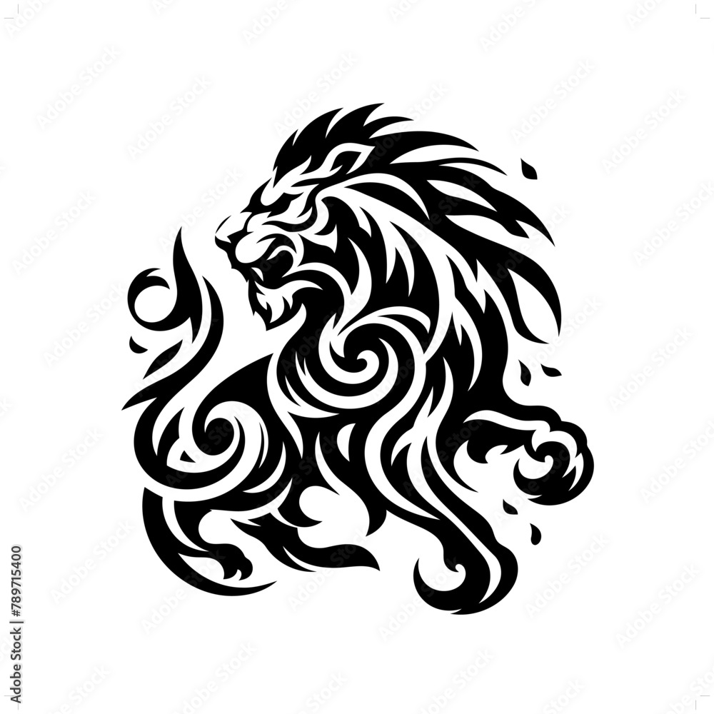 lion; leo in modern tribal tattoo, abstract line art of animals, minimalist contour. Vector lion; leo in modern tribal tattoo, abstract line art of animals, minimalist contour. Vector