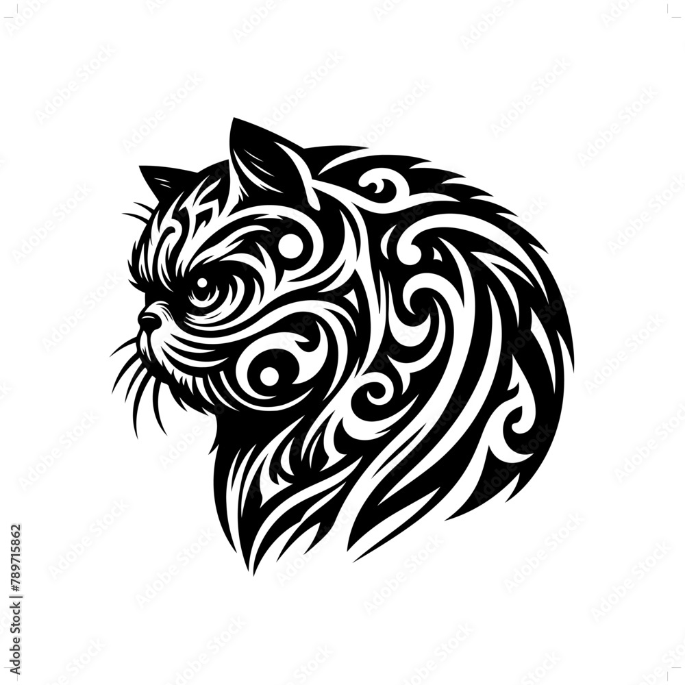 persian; ragdoll cat in modern tribal tattoo, abstract line art of animals, minimalist contour. Vector persian; ragdoll cat in modern tribal tattoo, abstract line art of animals, minimalist contour. Vector