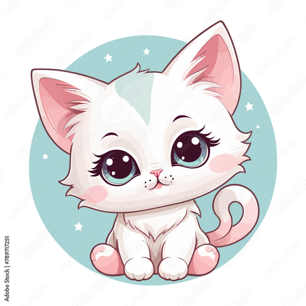 Fototapeta premium Illustration of a cute kitten. Cute little cartoon character. Domestic Pet. Vector illustration.