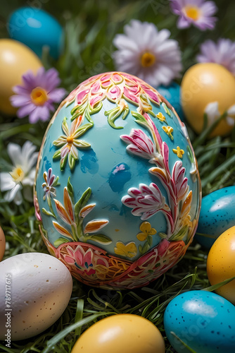 easter eggs in a nest