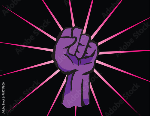 Revolt fist symbol with cartoon floating balloon