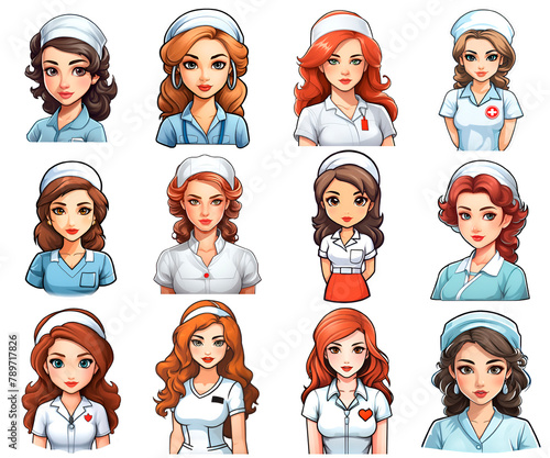 Nurse Set Illustration Cartoon