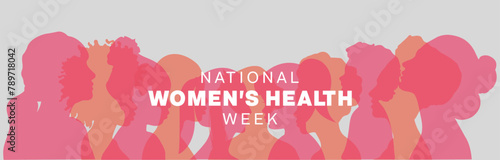 National Women's Health Week banner design. It features a silhouette of women. Vector illustration