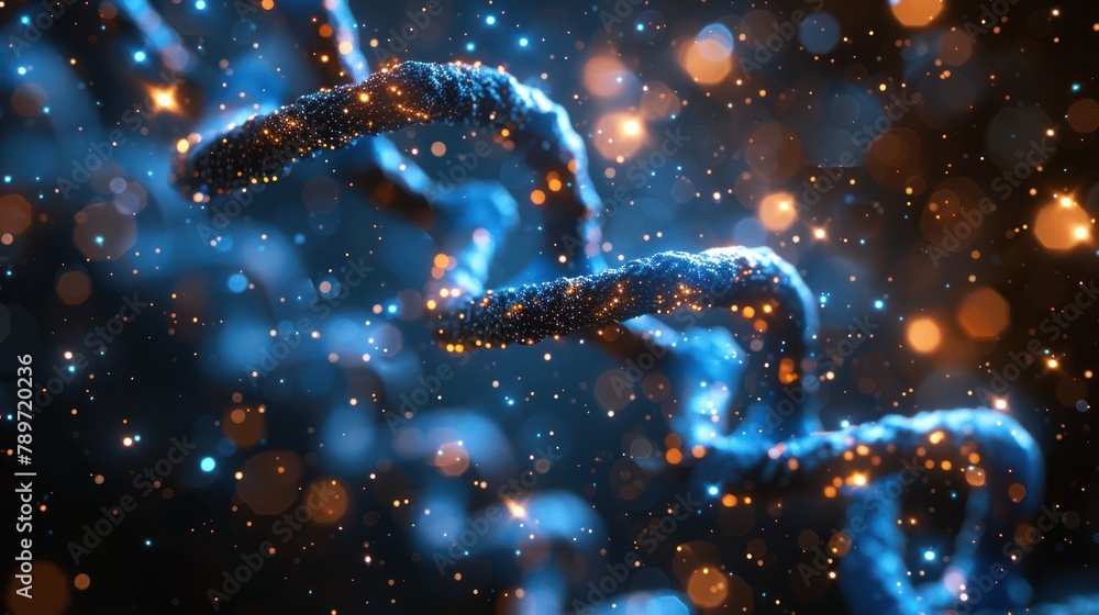 Abstract DNA Strands on Dark Background for Science and Genetics Concepts Abstract DNA Strands on Dark Background for Science and Genetics Concepts