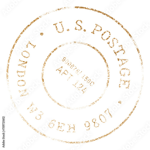 Gold postage stamp png sticker, transparent background