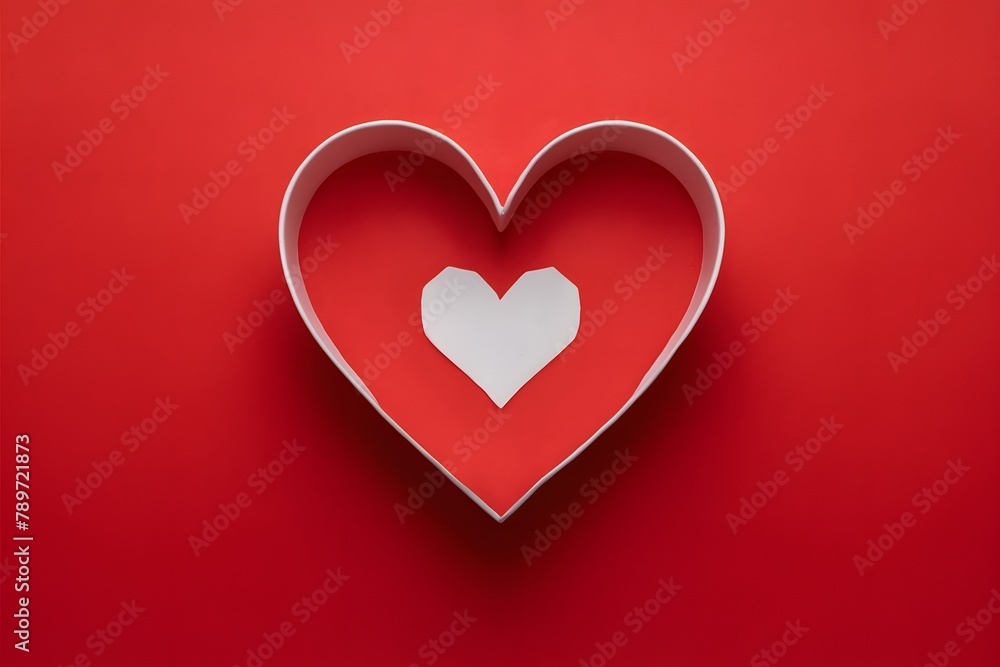 Close up view of heart shape on red table surface