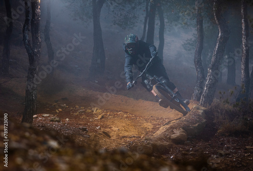 Mountain biker in action photo
