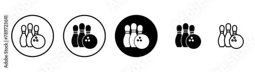 Bowling game Pin Icon vector isolated on white background. Bowling icon, ball and pin
