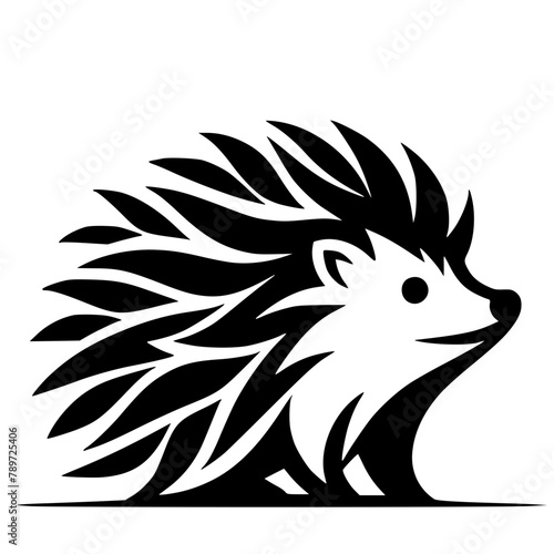 Silhouette of cute hedgehog