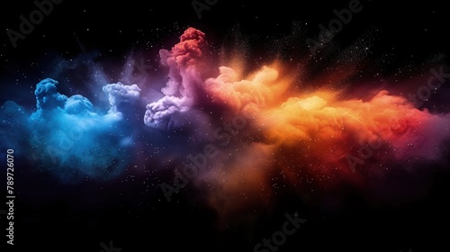 Cosmic Big Bang. Visualize a Dynamic Explosion of Colorful Lights and Energy Bursting Across the Universe. © pengedarseni