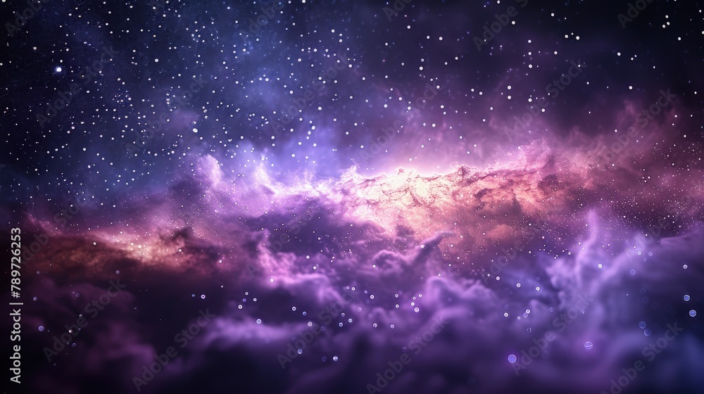 Fototapeta premium Cosmic Rave. Psychedelic visuals and pulsating lights create an otherworldly party atmosphere. Universe background.