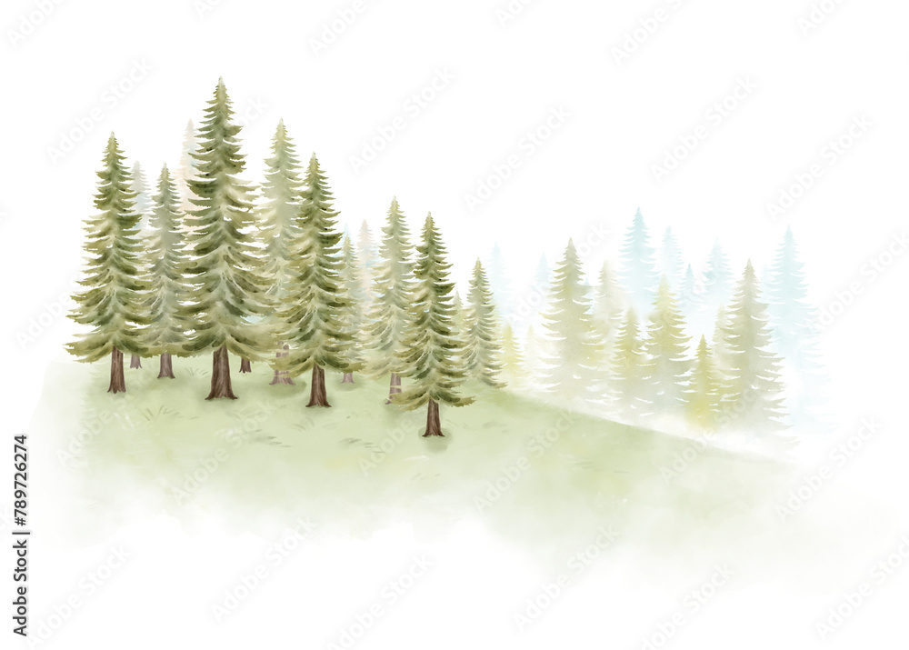 Fototapeta premium PNG watercolor forest, nature collage element on transparent background