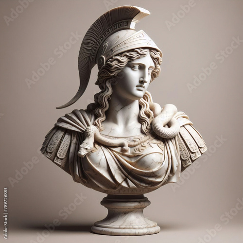 Athena marble statue, the ancient goddess of science and knowledge, Athens Greece. Athena the ancient Greek goddess. Statue of greek goddess. 